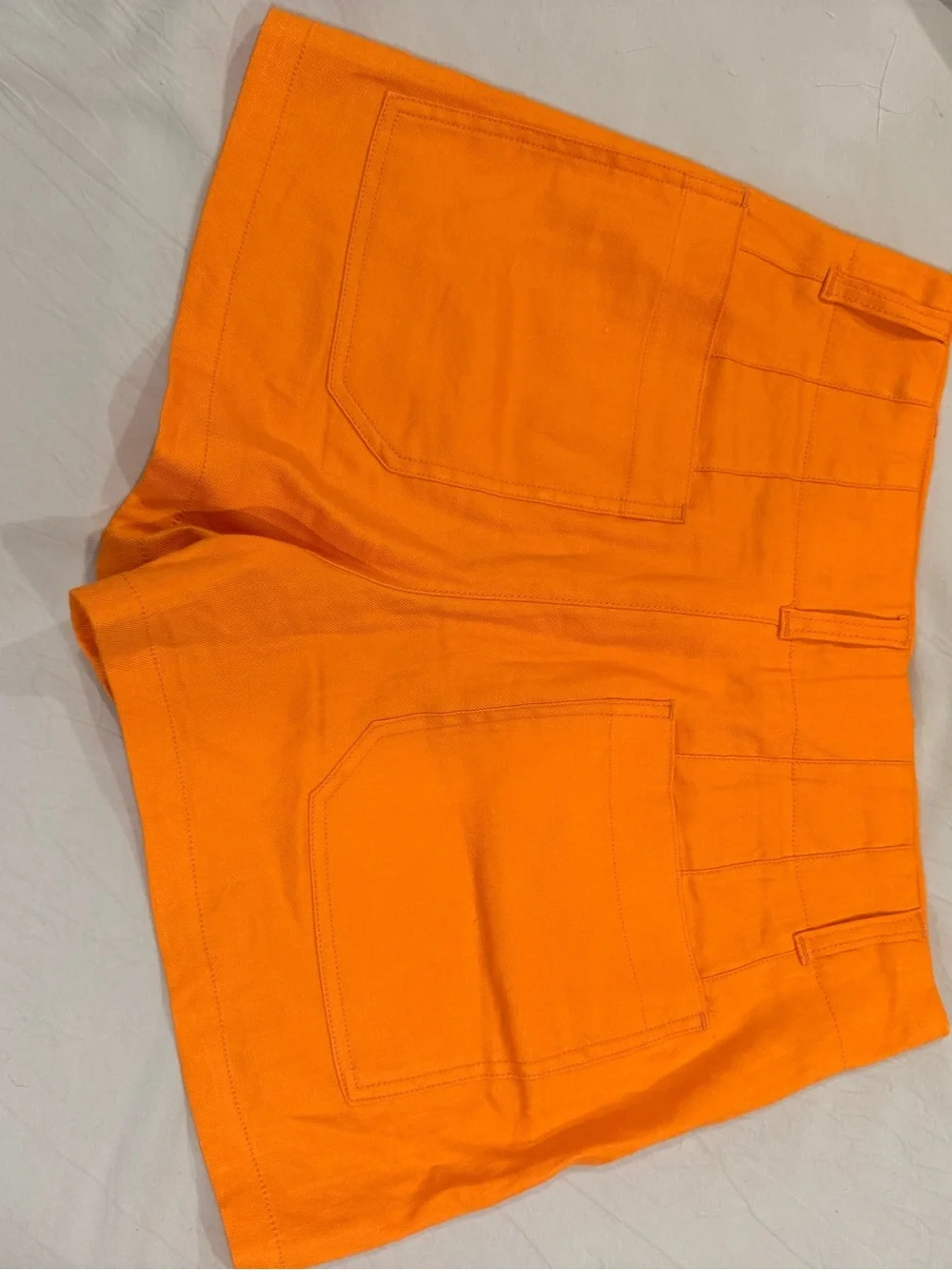 Maeve High-Waist Patch Pocket Shorts — Bright Orange